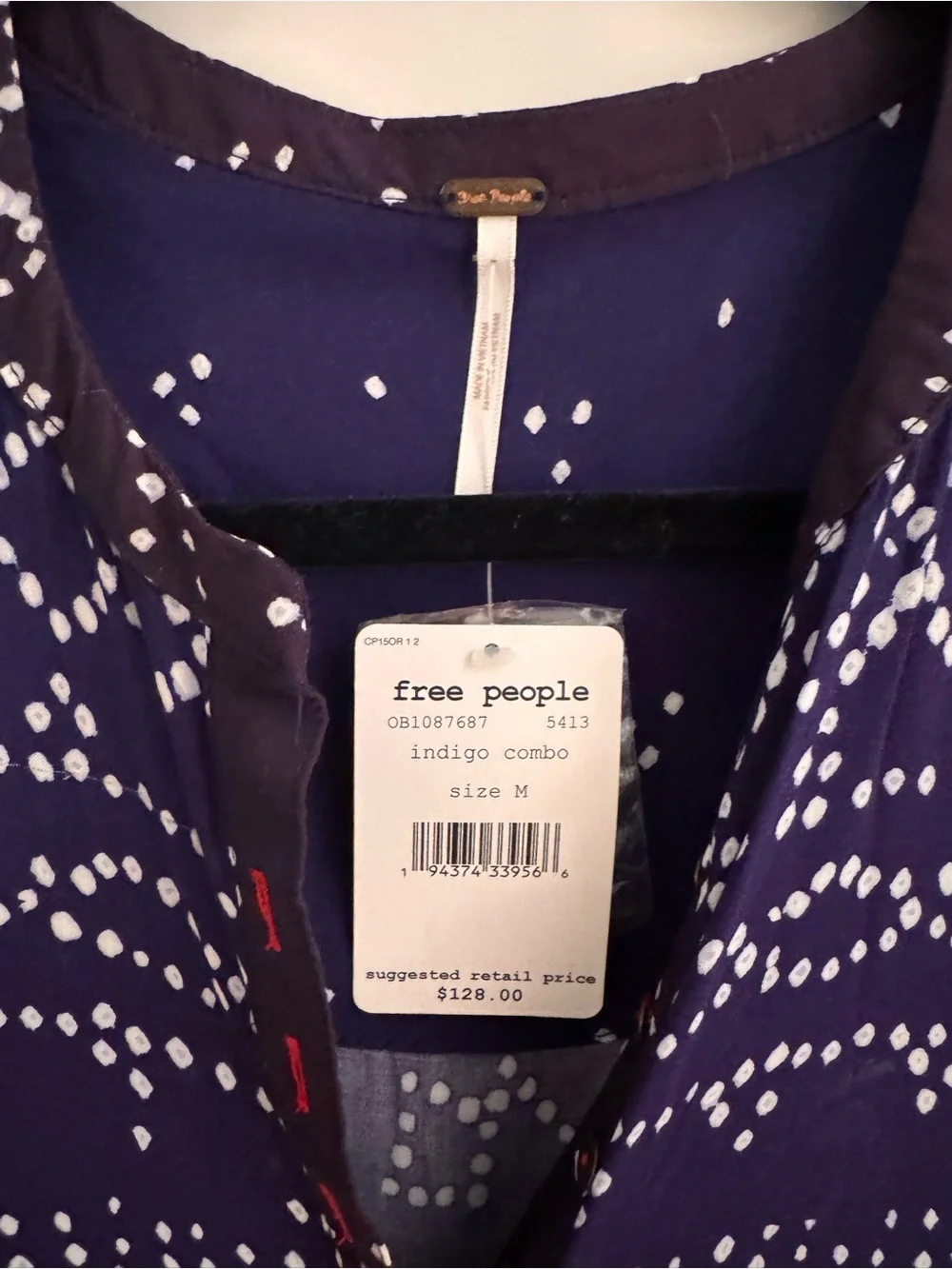 Free People Navy & Magenta Printed Boho Dress